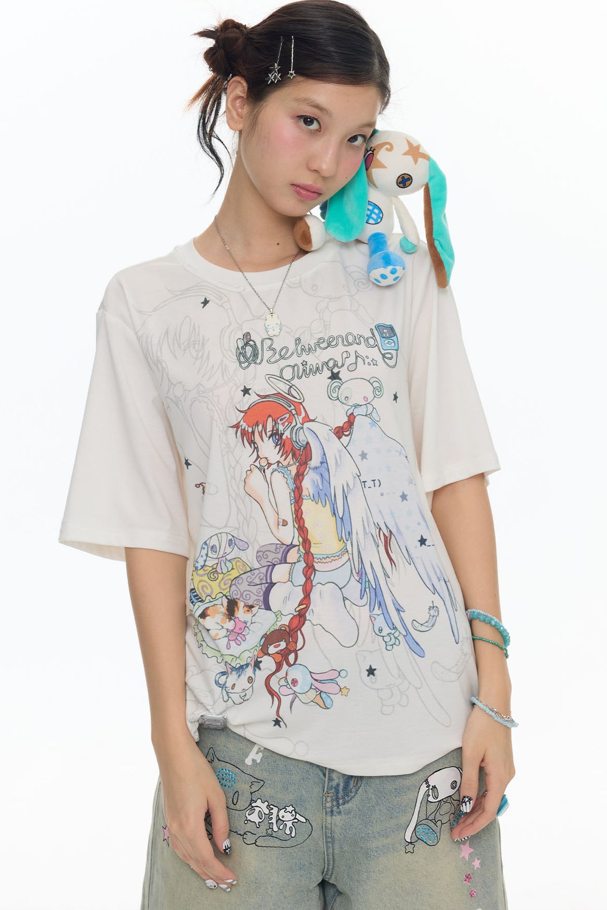 Two-Tone Frog Illustration T-Shirt