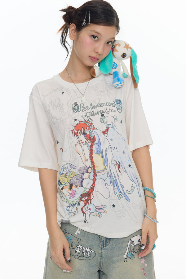 Two-Tone Frog Illustration T-Shirt