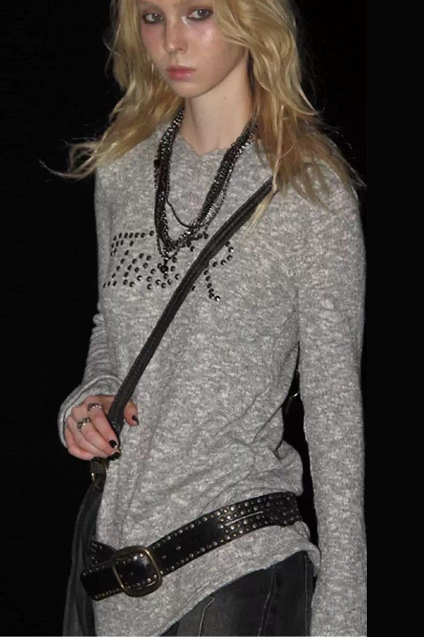 Metal Floral Hooded Sweater