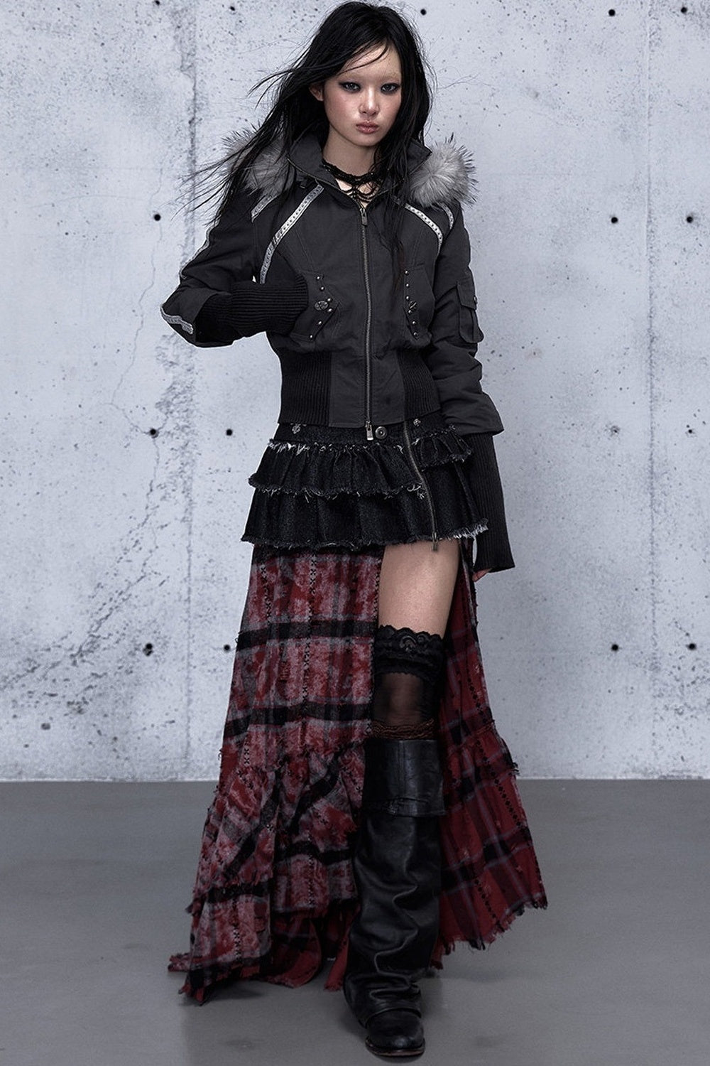 Hooded Fur Collar Parka Outer