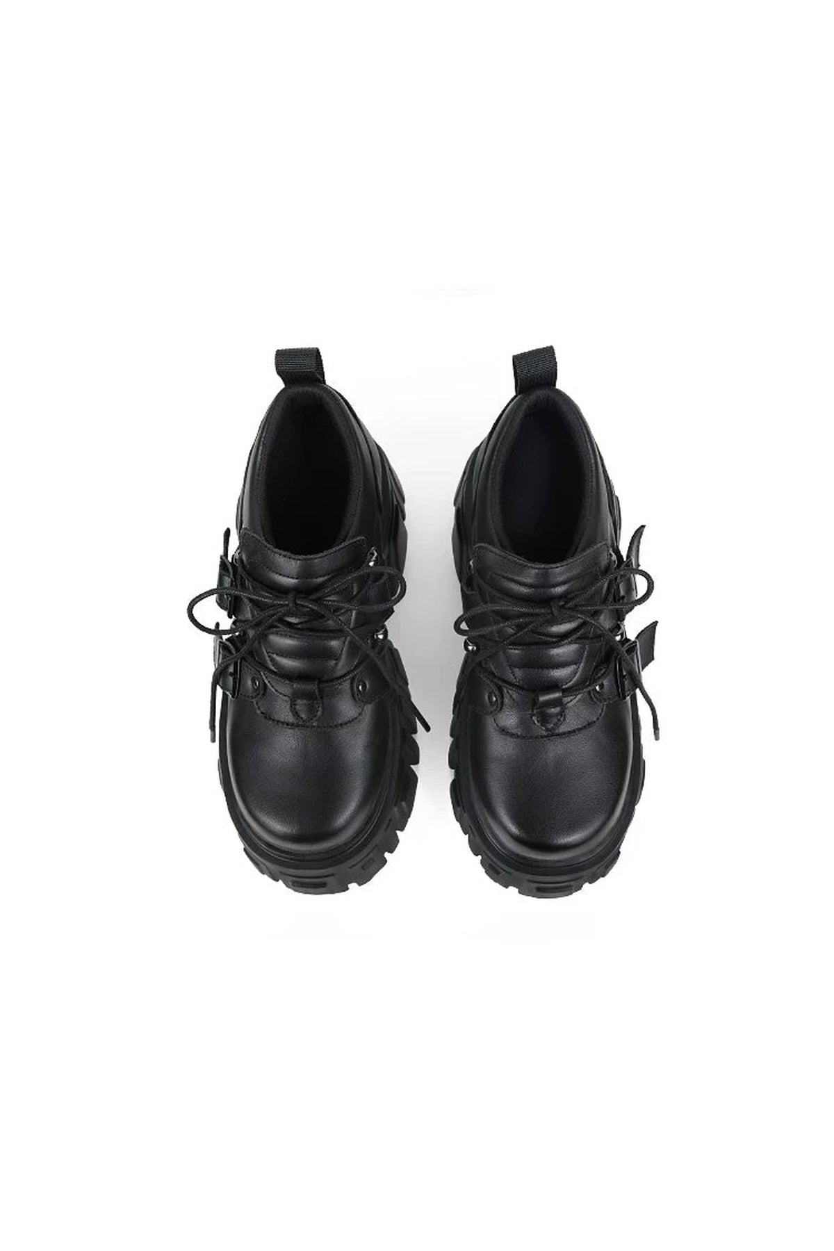 Black Thick-Soled Leather Shoes