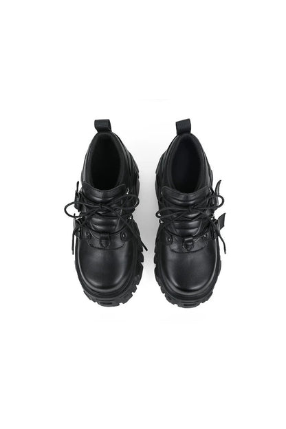 Black Thick-Soled Leather Shoes