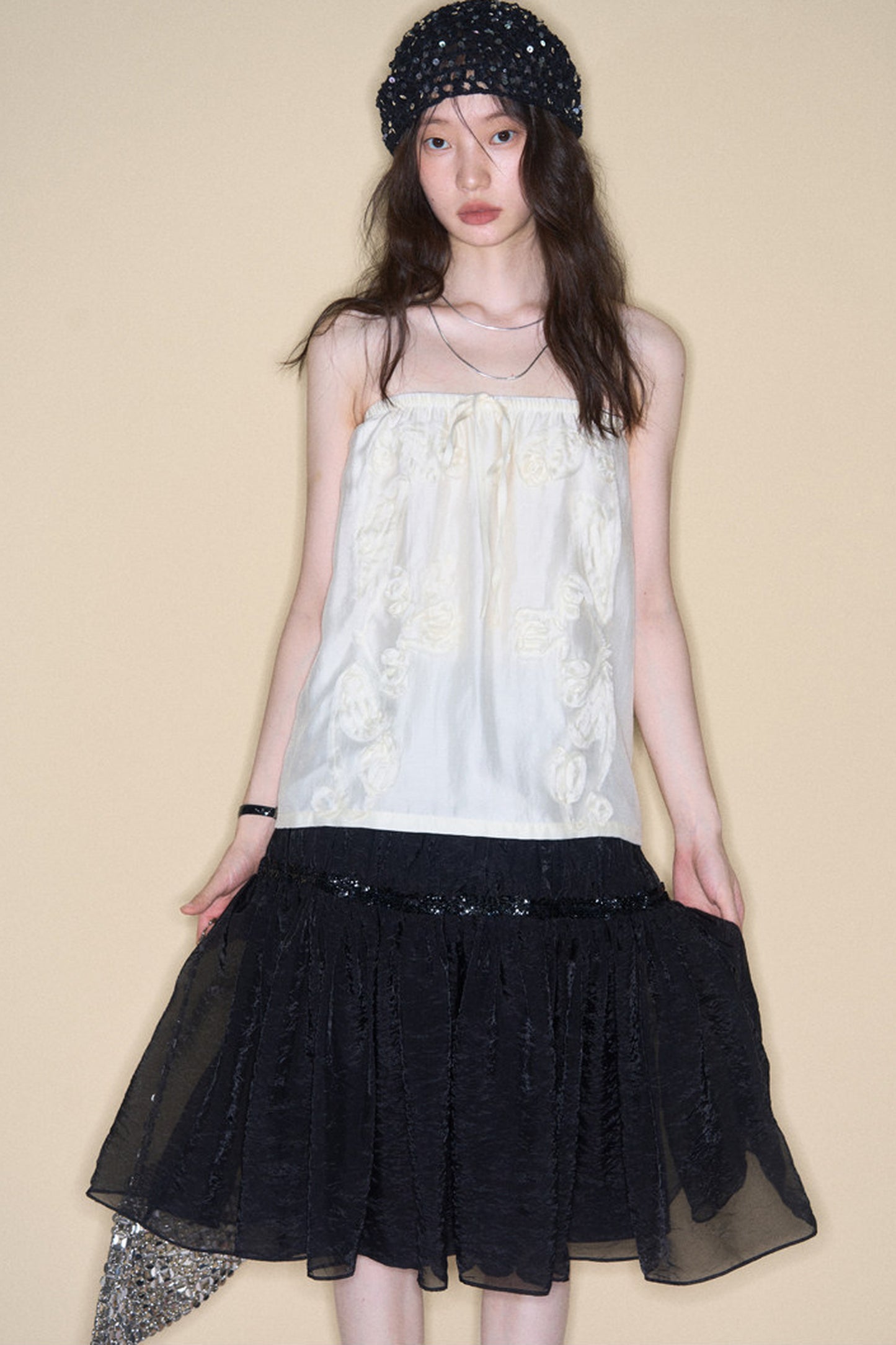 Tencel Acetate Bird Floral Top and Skirt Set-Up