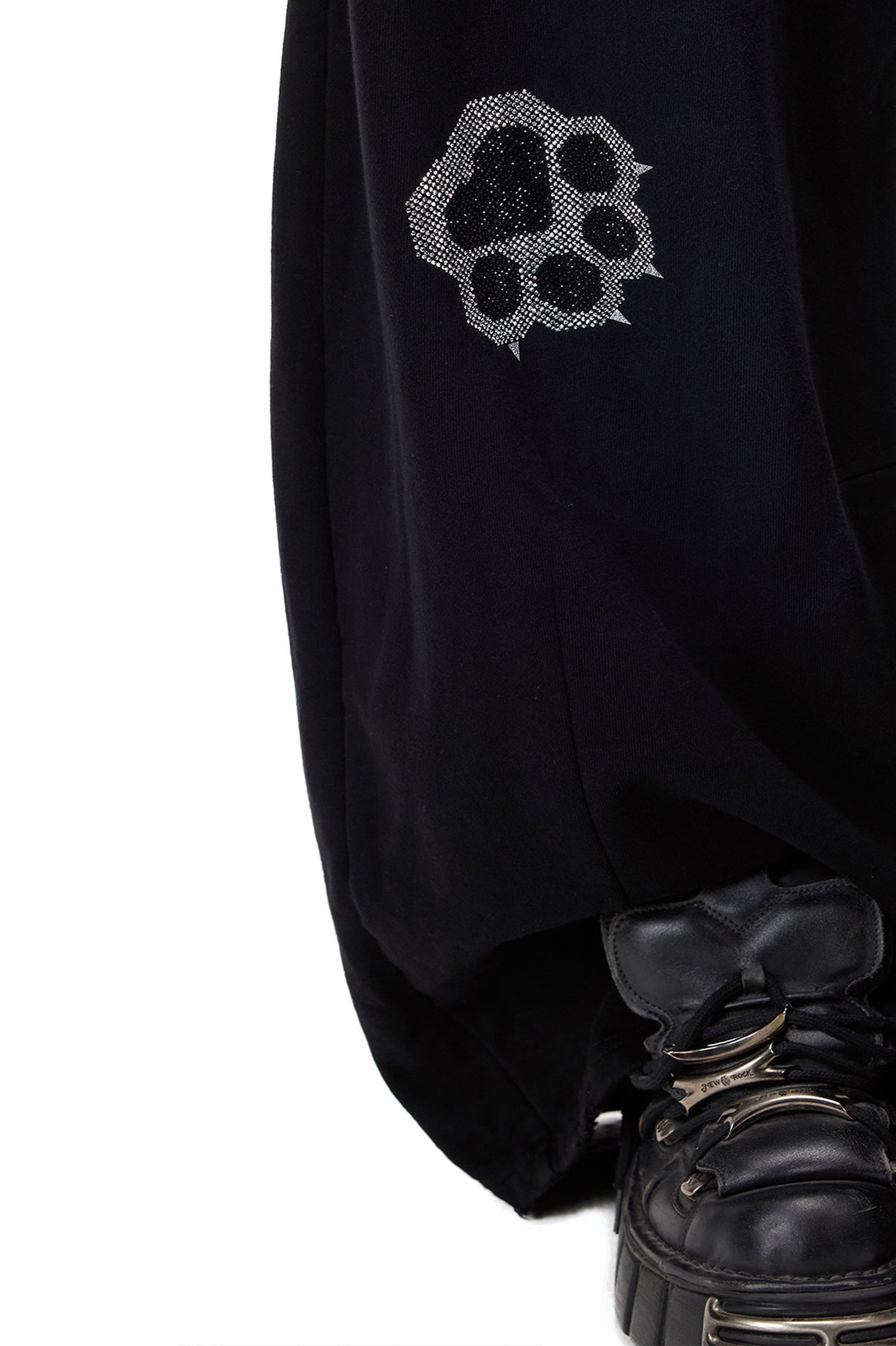 Rhinestone Rivet Scissor-Leg Sweatpants