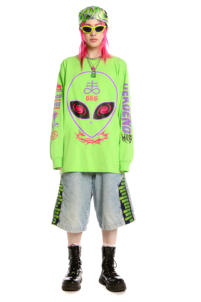 Alien Print Long Sleeve Sweatshirt