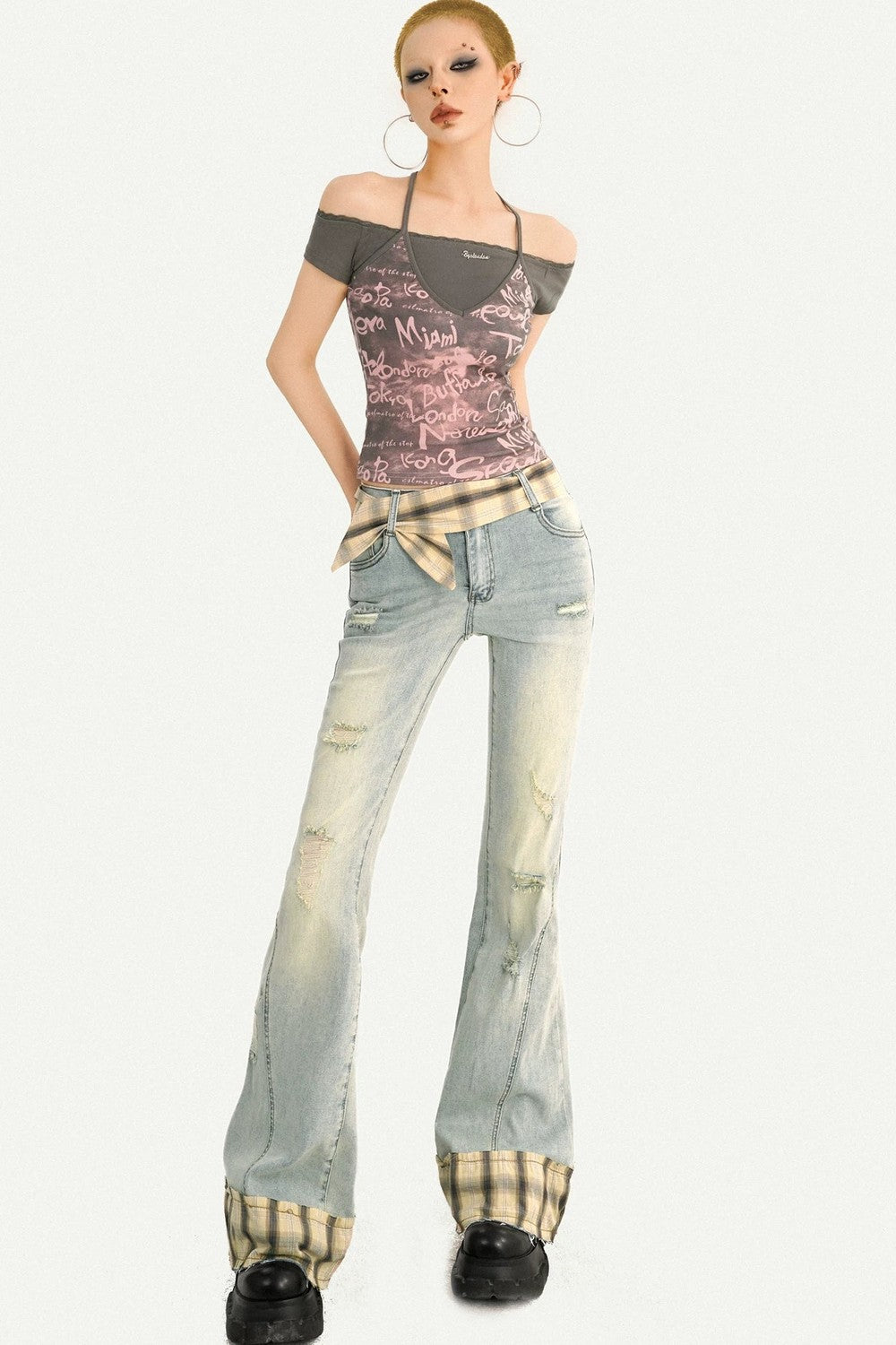 Y2K Color-Block Halter Top