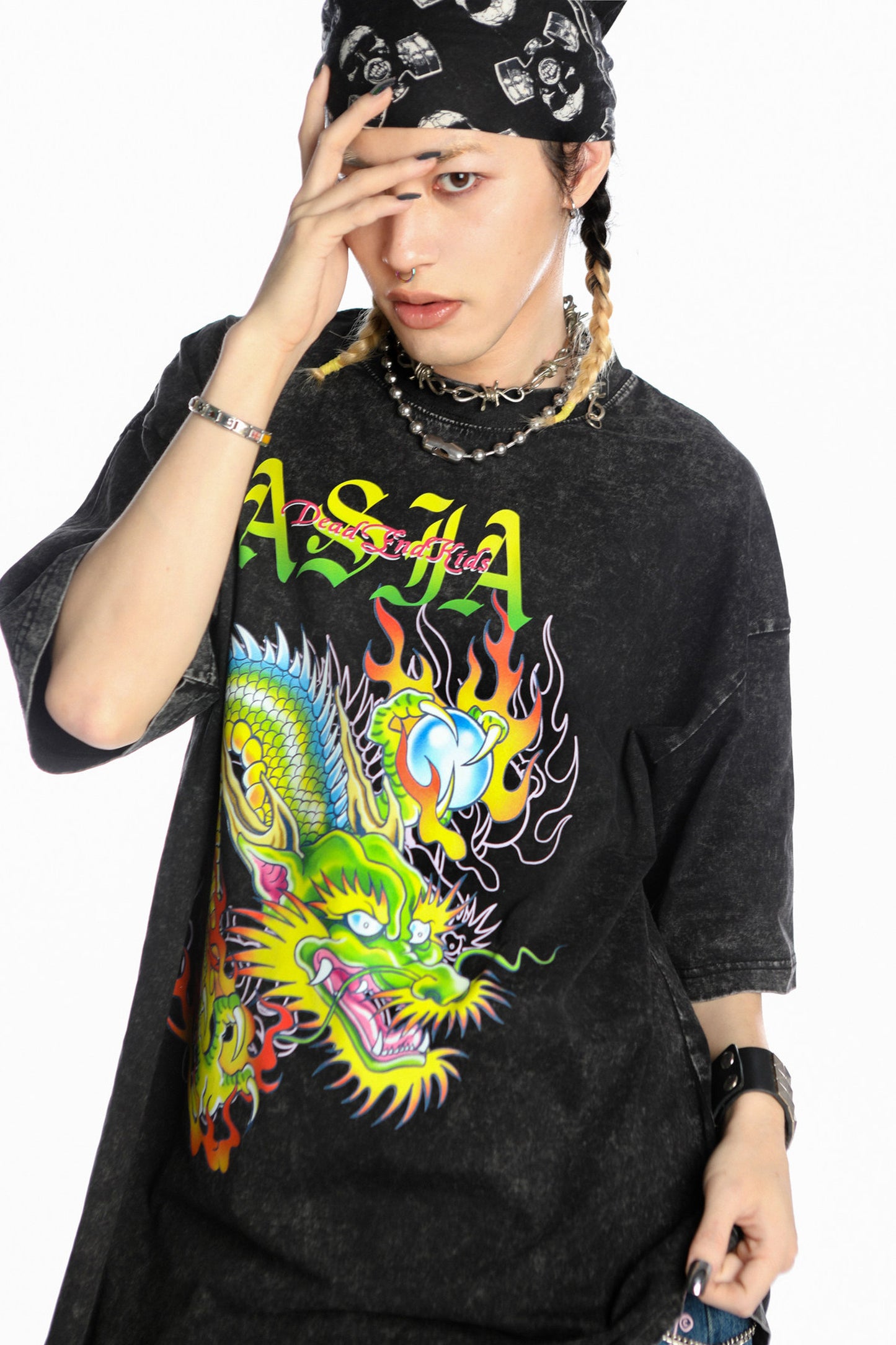 Dragon Print Loose Blouse