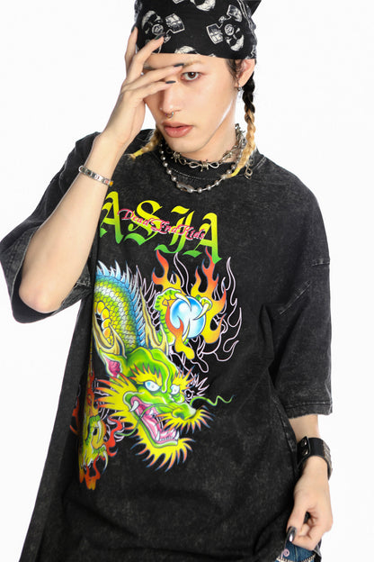 Dragon Print Loose Blouse