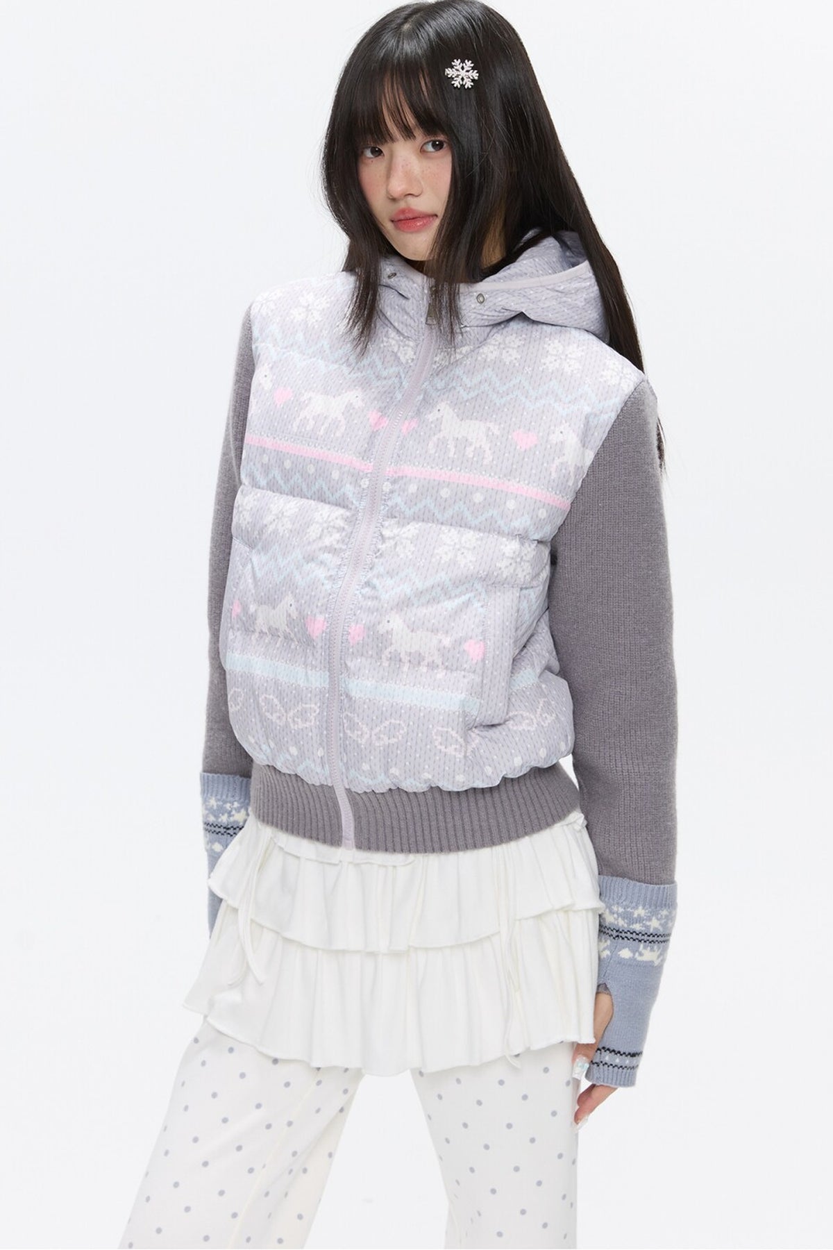 Fair Isle Sweater Down Coat