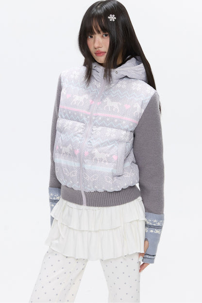Fair Isle Sweater Down Coat
