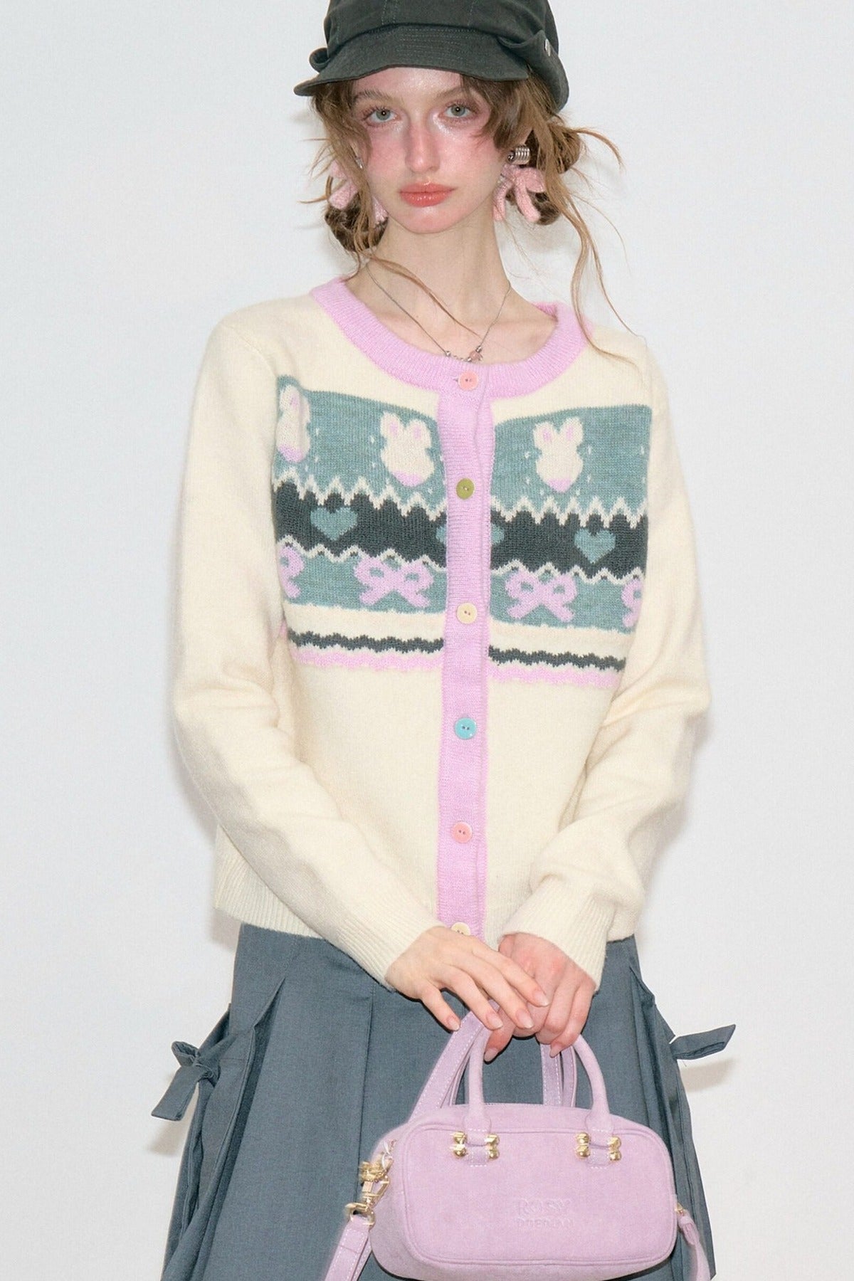 Fair Isle Bunny Knit Cardigan