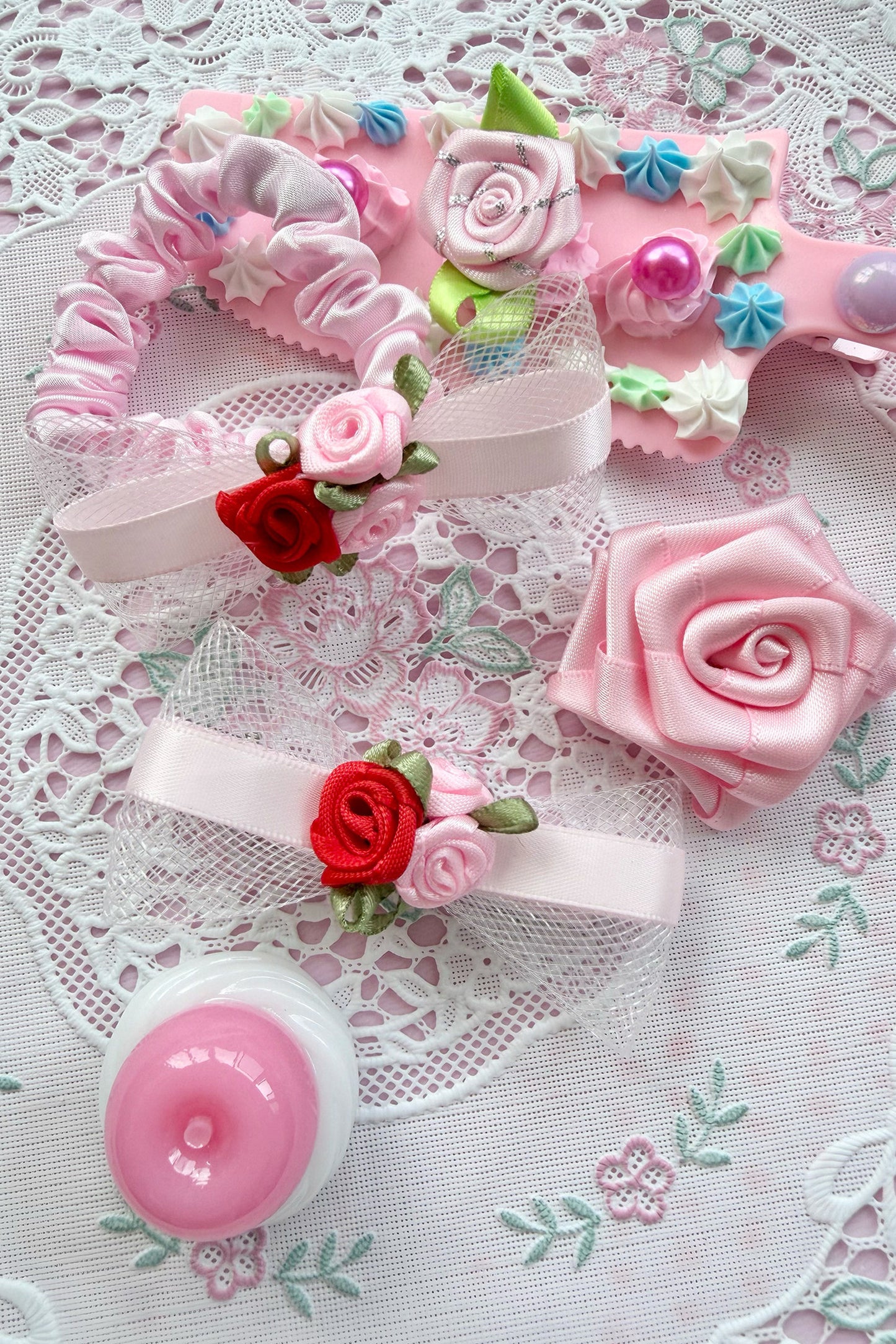 Vintage Rose Pink Bowknot Hairpin Set-Up