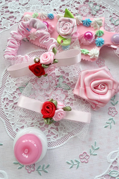 Vintage Rose Pink Bowknot Hairpin Set-Up