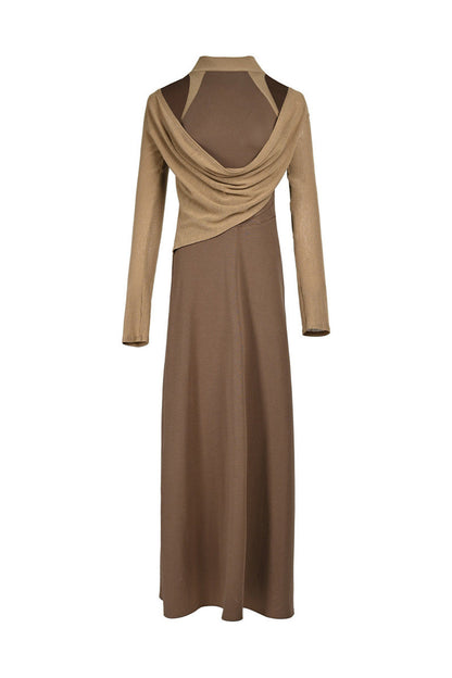 High-Elastic Spliced Pleated Long Dress