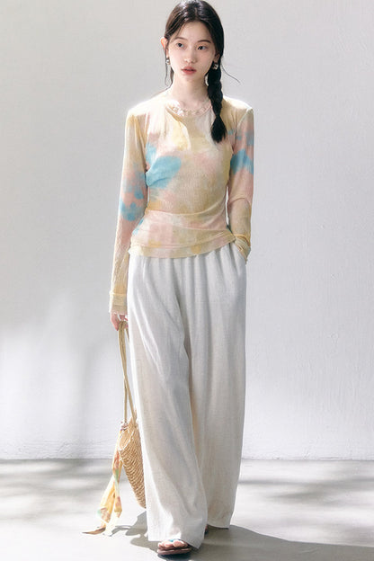 Linen Blend Air Wide-Leg Trousers