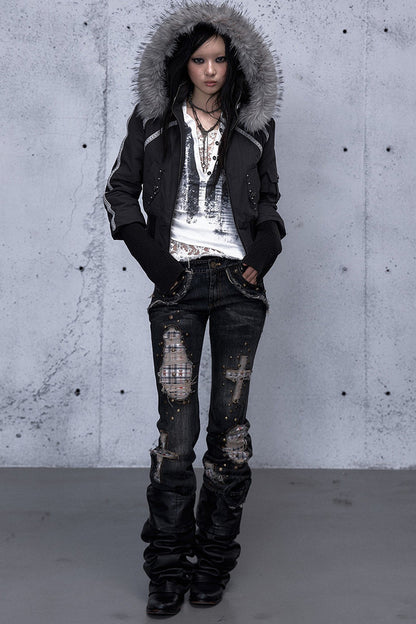 Hooded Fur Collar Parka Outer