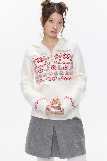 Fair Isle Knit Hoodie