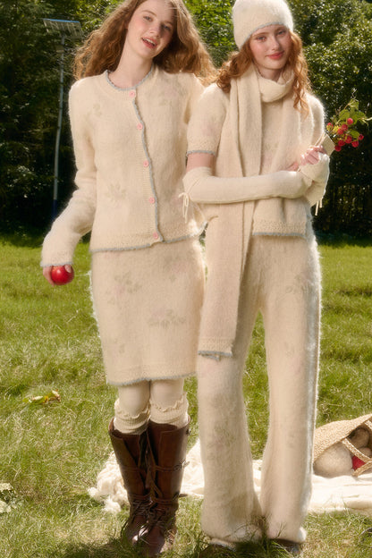 Soft Wool Knit Cardigan and Pants Set-Up