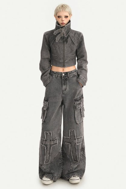 Vintage Distressed Washed Leather Jacket