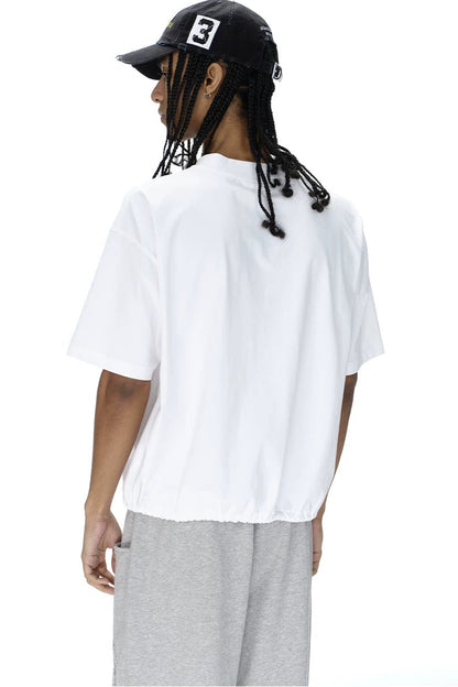 Ice-Feel Drawstring V-Neck T-Shirt