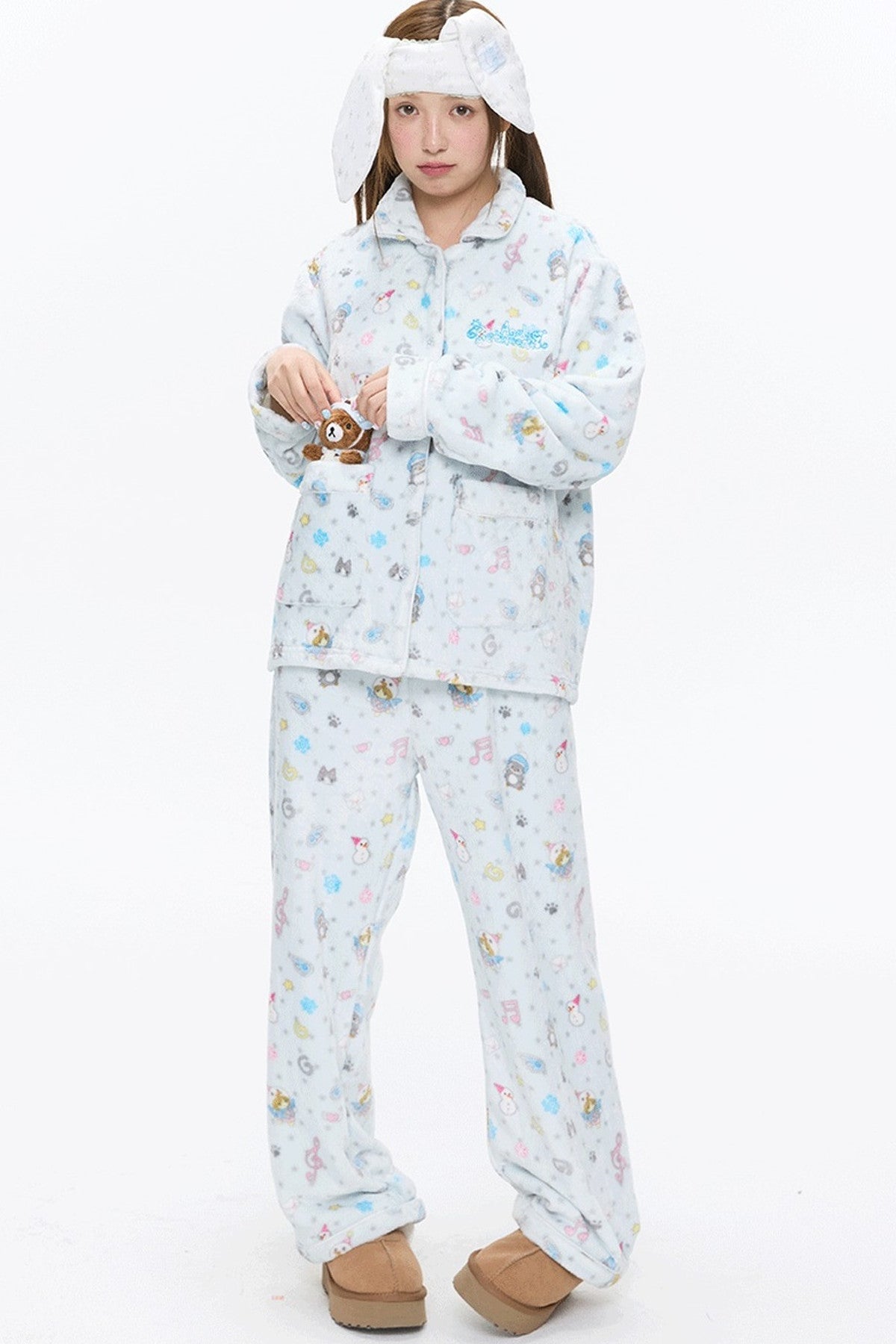 Octopus Print Flannel Pajama Set