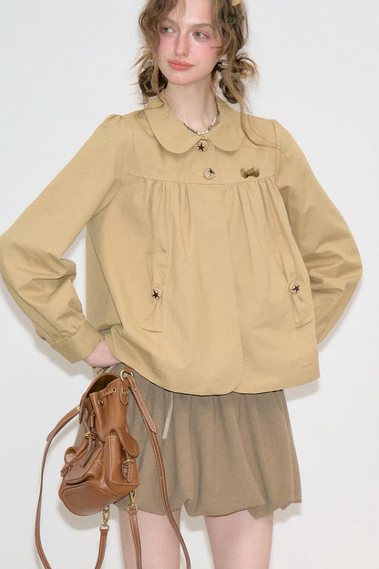 Khaki Doll Collar Jacket