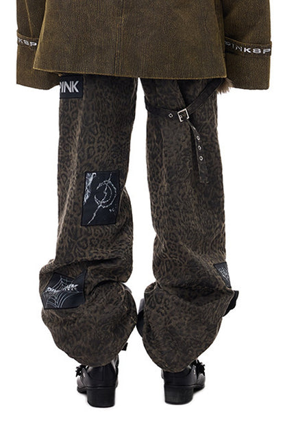 Leopard Print Rock Patch Pants