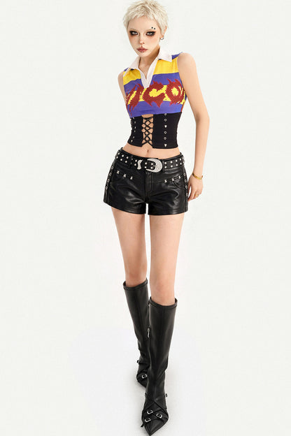 Y2K Jersey Collar Corset Tank Top