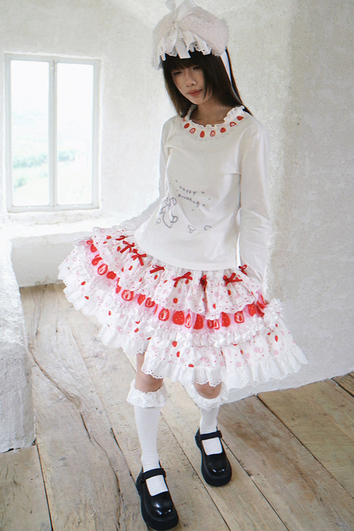 Strawberry Lace Collar Top