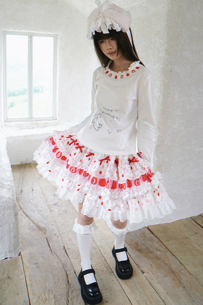 Strawberry Lace Collar Top