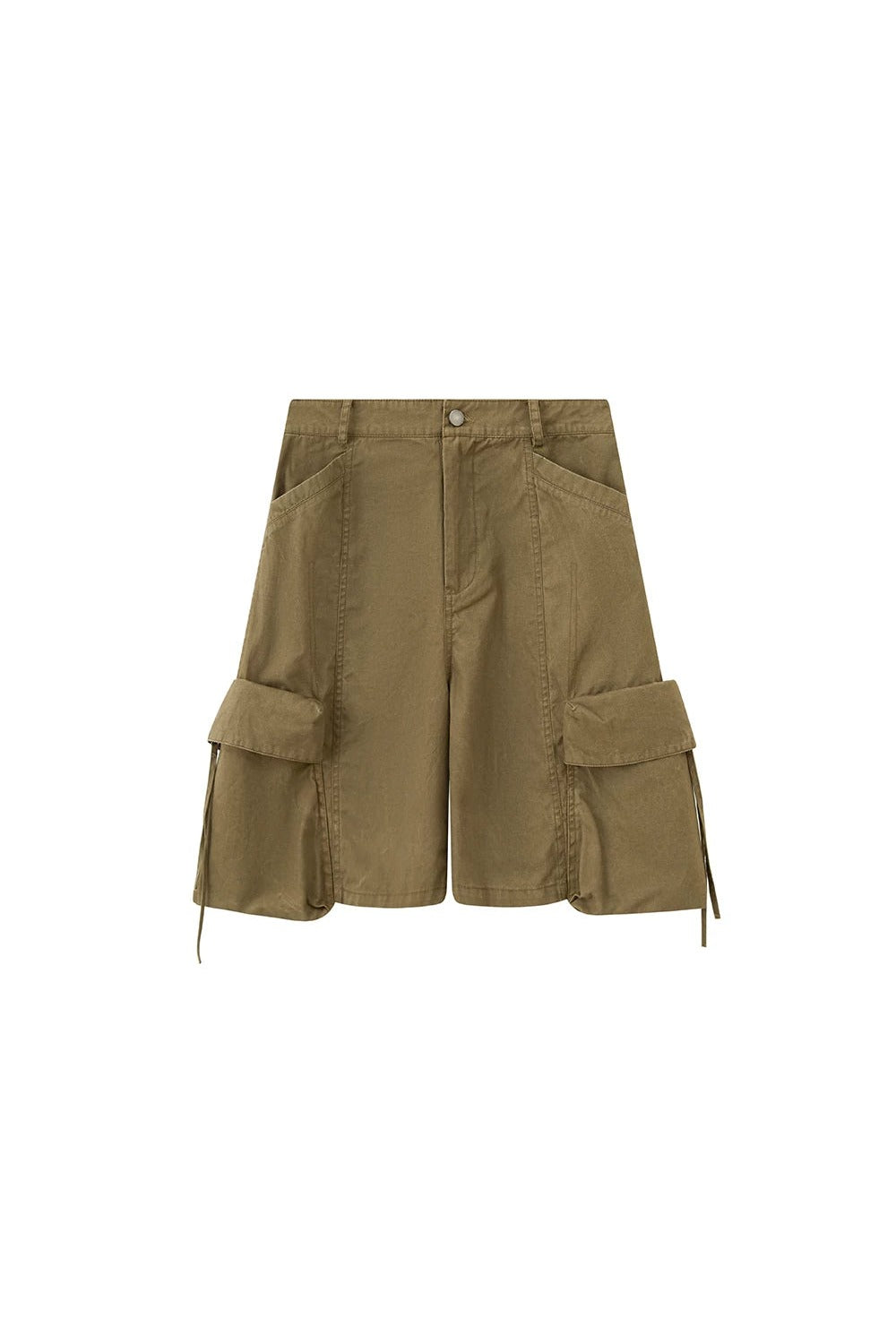Khaki Washed Multi-Pocket Shorts