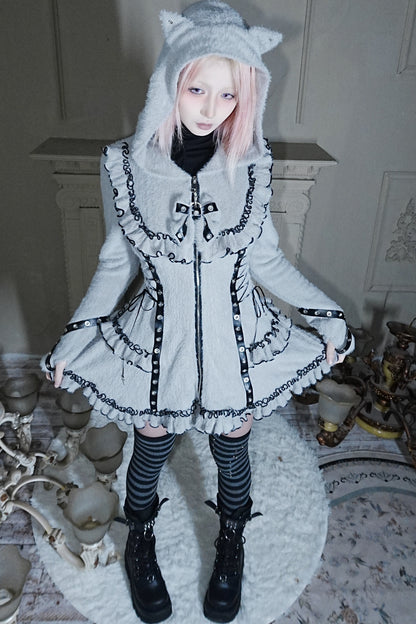 Cat Ear Hooded Plush Dress