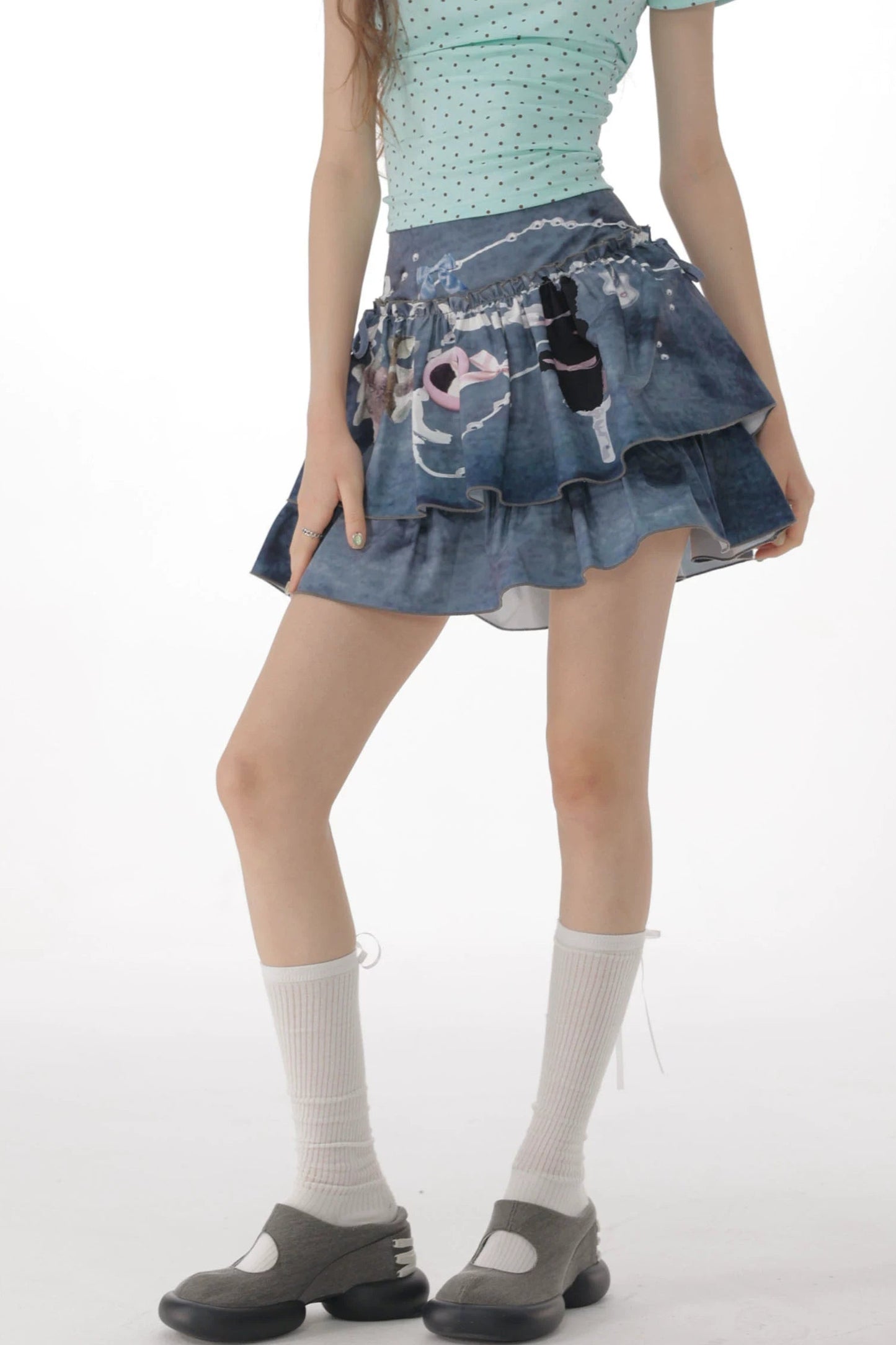 Misty Gray High-Waisted Skirt