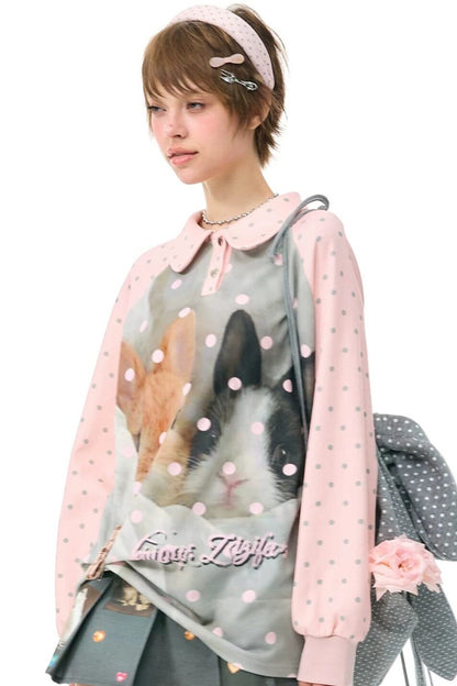 Pink Rabbit Polka Dot Sweatshirt