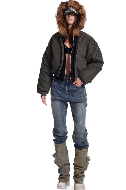 Leichte Punkjacke mit abnehmbarer Kapuze