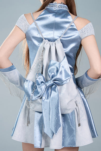 Y2K Futuristic Blue Large Bow Backpack Set-Up