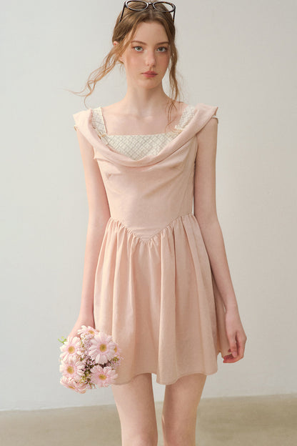 Robe évasée à col en lyocell à carreaux