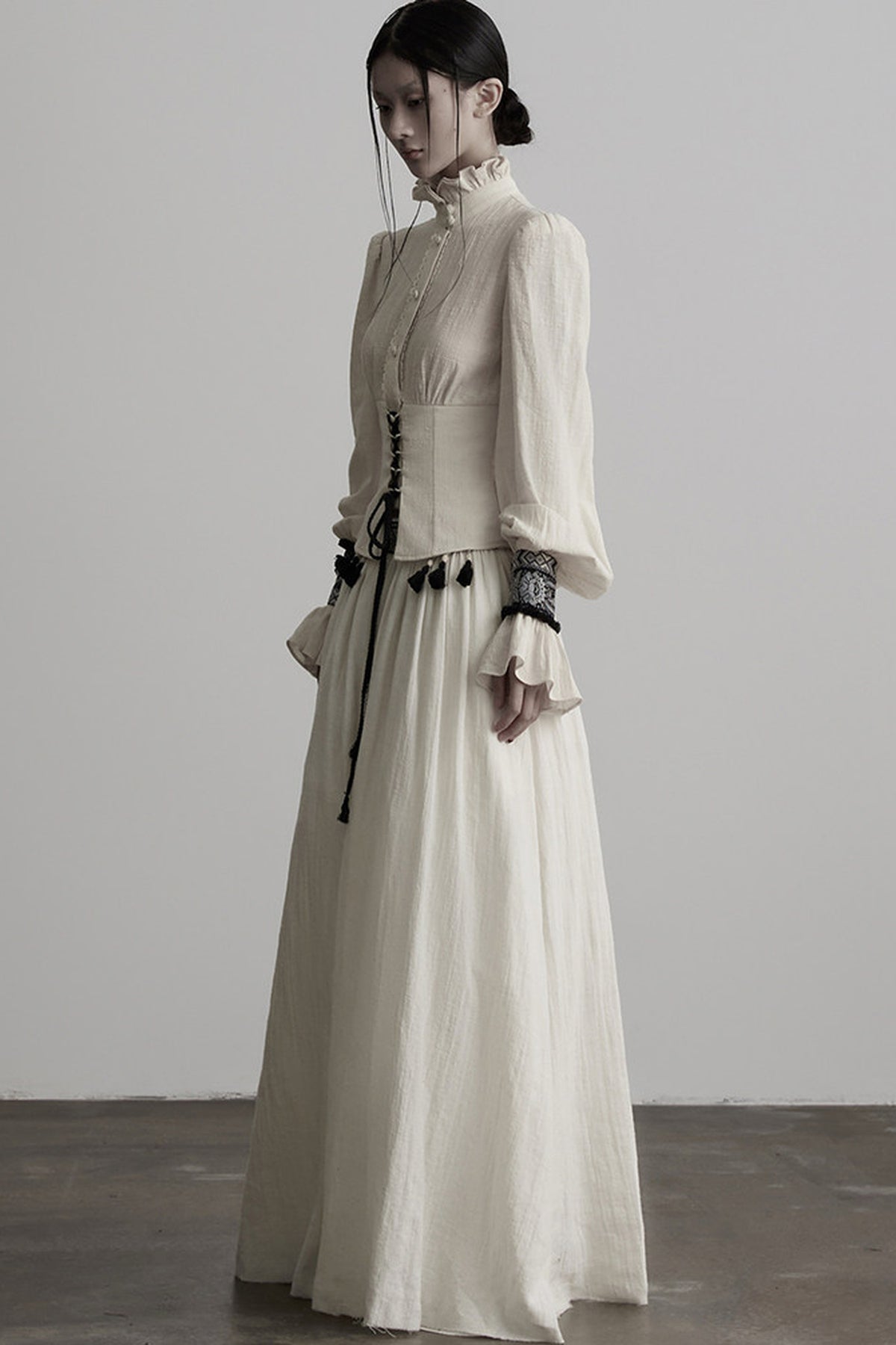 Heavy-Duty Ruffle Sleeve Tie Waist Shirt