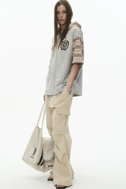 Hooded Striped Badge T-Shirt