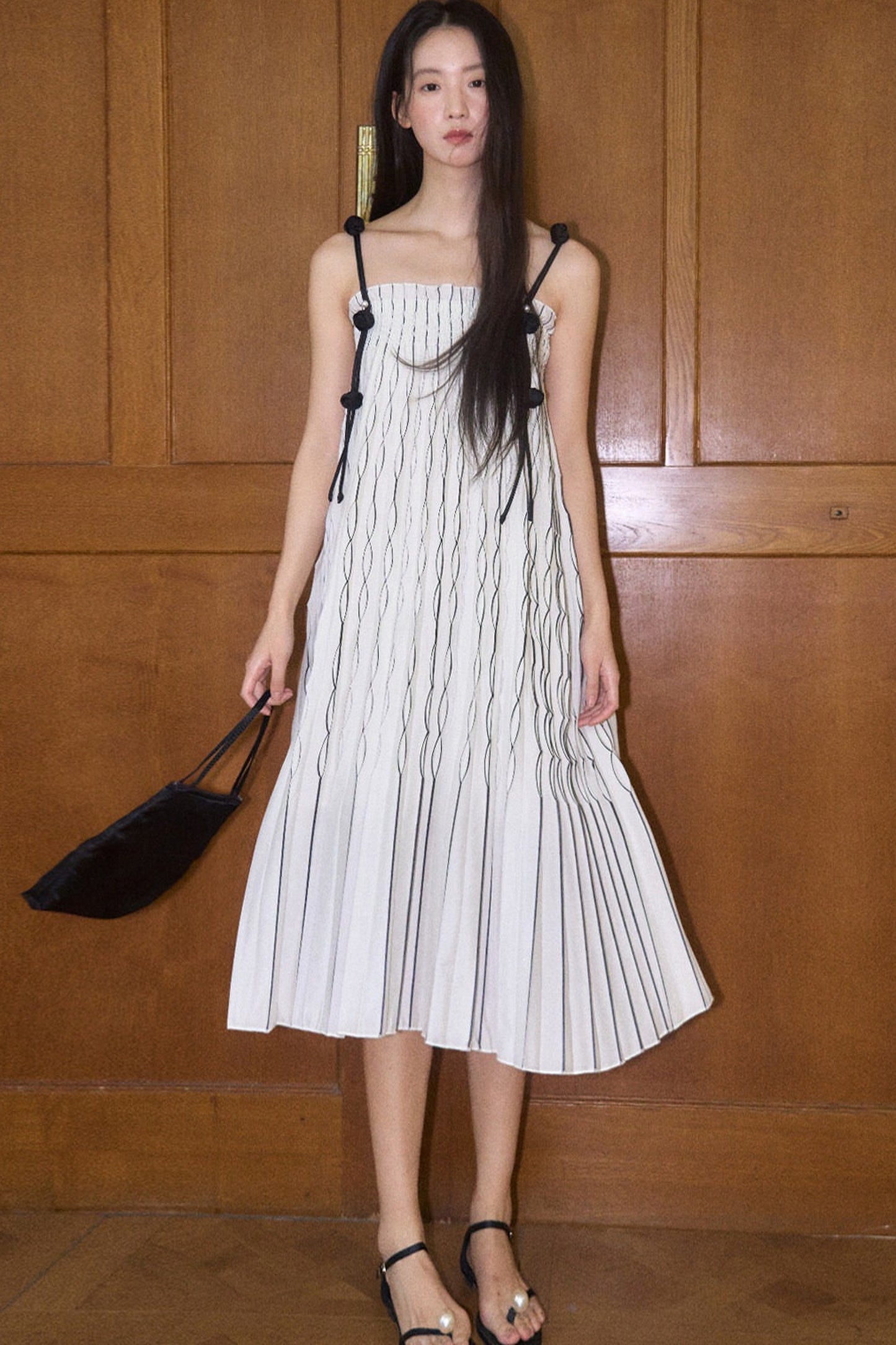 Handmade Rose Pleated Skirt Dress