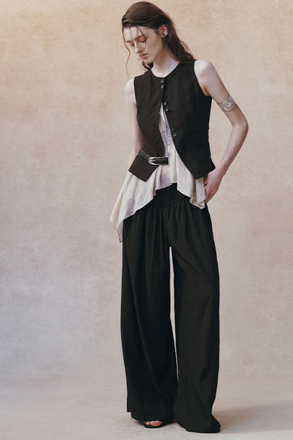 Asymmetric Tie-Up Tencel Ramie Vest