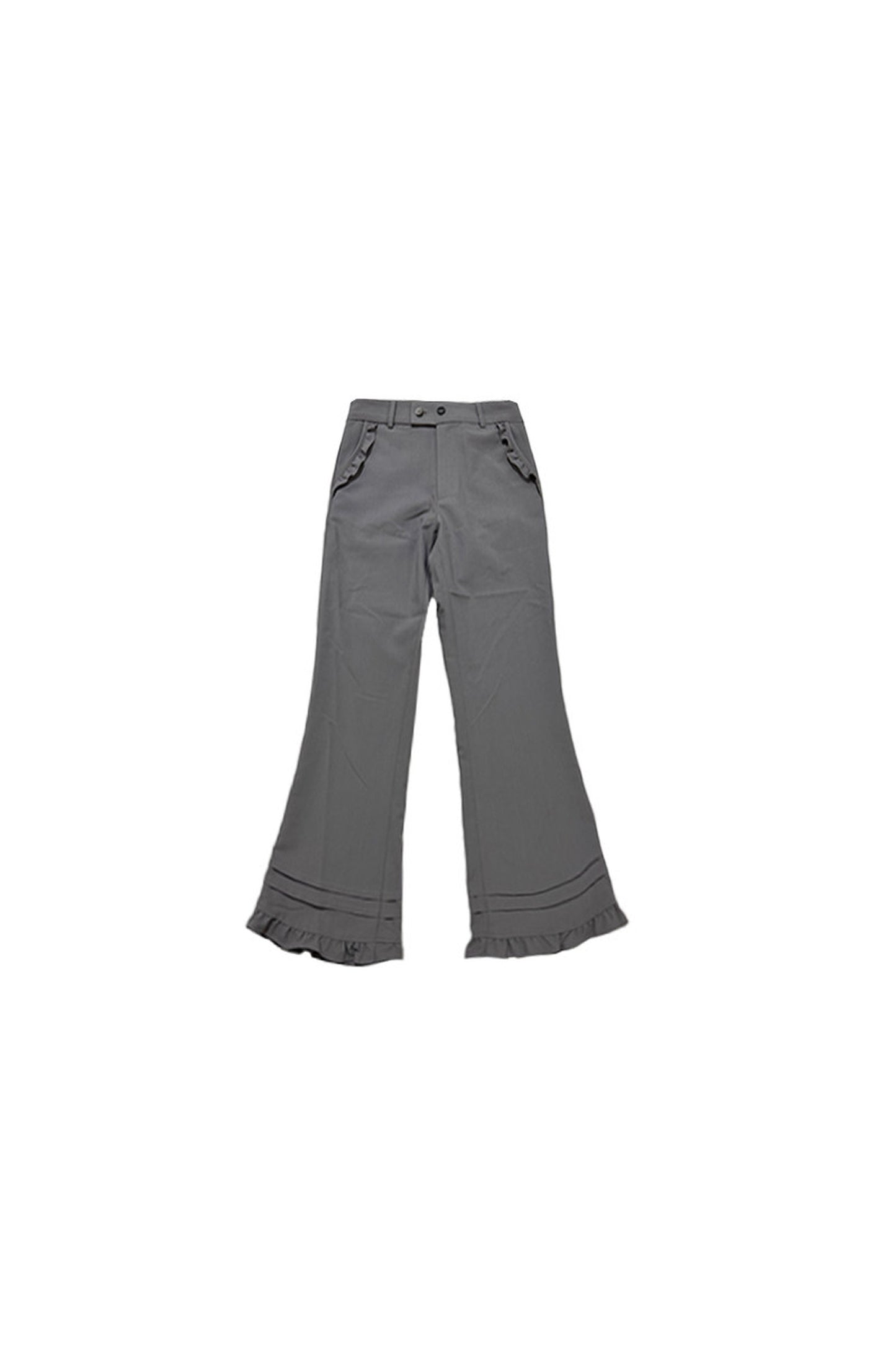 Ruffle Straight-Leg Flared Pants