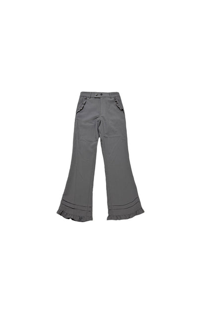 Ruffle Straight-Leg Flared Pants