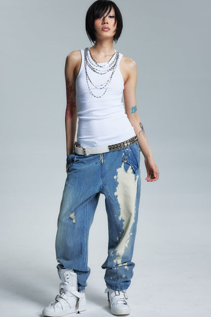 Two-Color Metal Chain Print Camisole Top