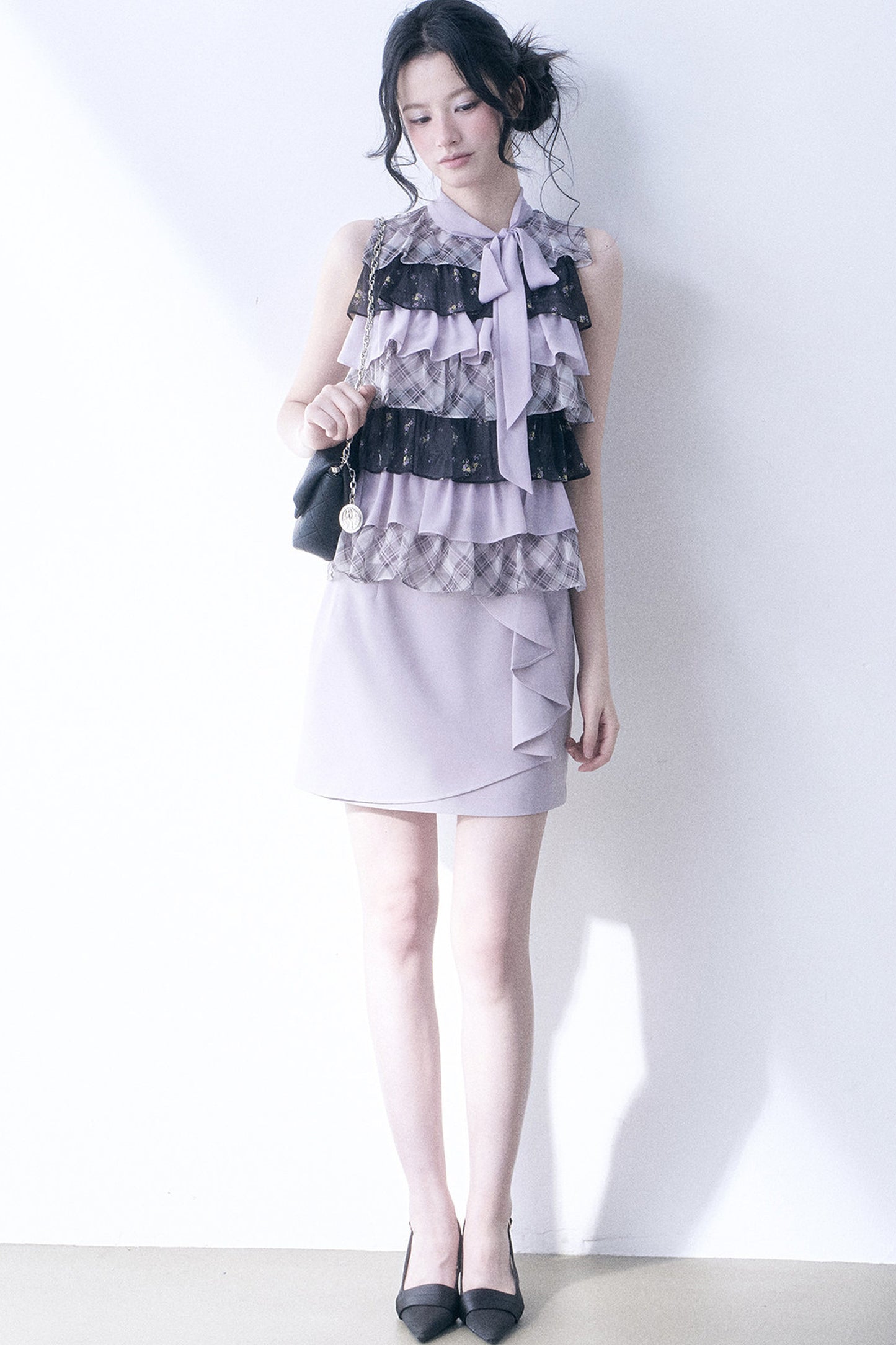 Chiffon Plaid Floral Top