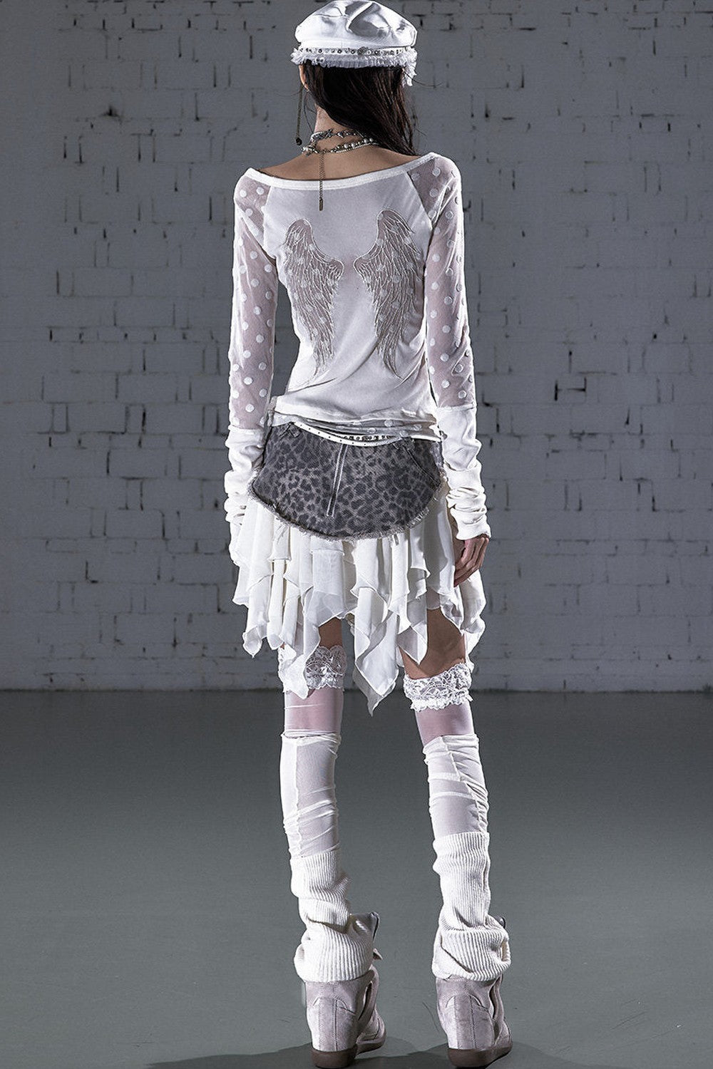 Baroque Flocked Wing Embroidered Blouse