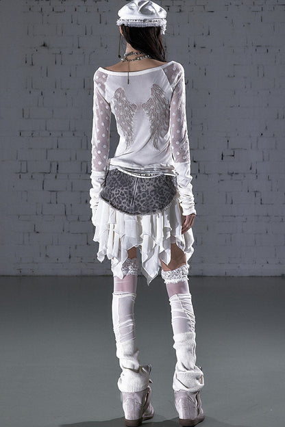 Baroque Flocked Wing Embroidered Blouse