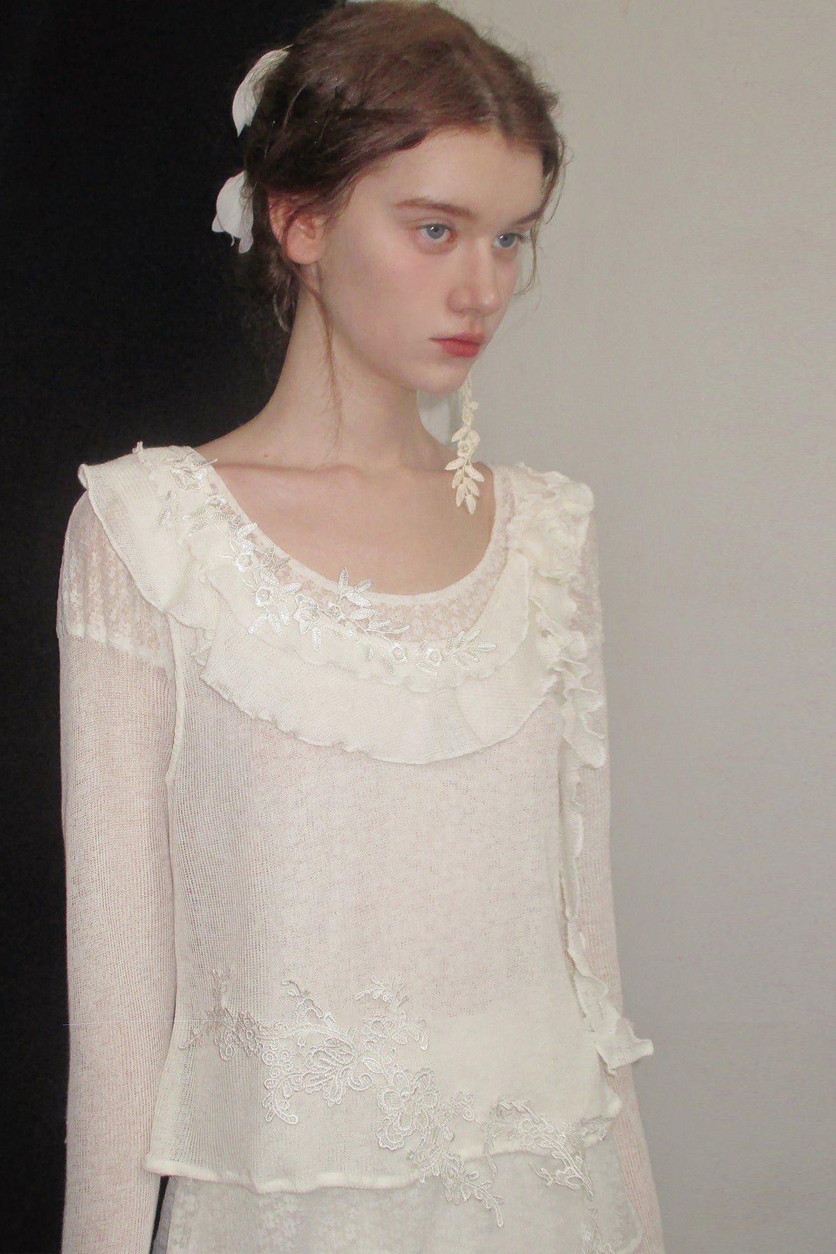 White Lace Knit Top