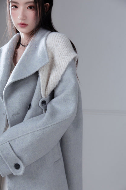 Camel Wool Silk Shawl Coat