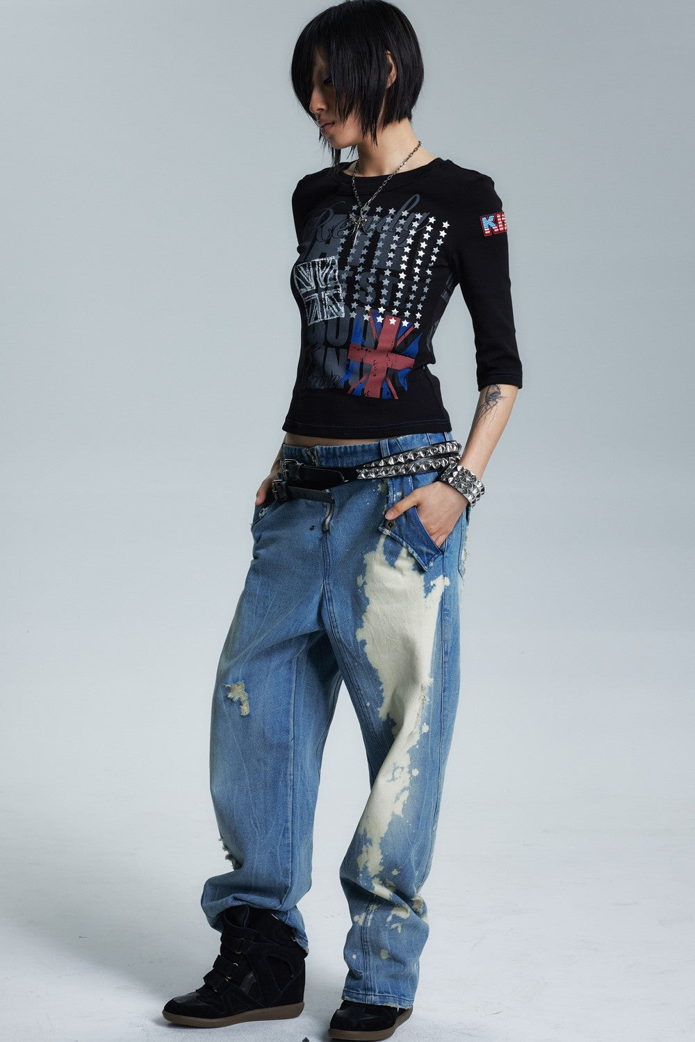 Asymmetrical Neckline Printed Top